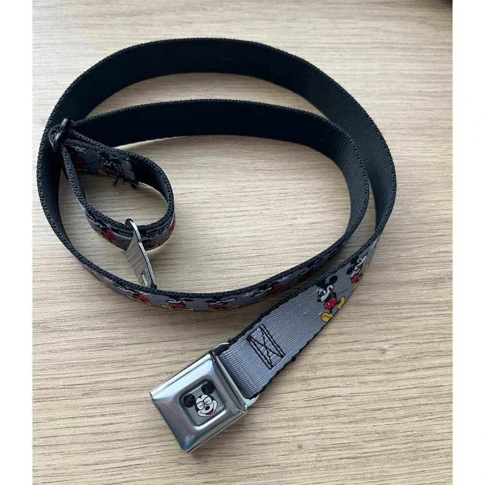 Buckle-Down Mickey Mouse Seatbelt Belt Kids 20-36 Grey Excellent Disney Print